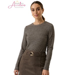 Garcia T-shirt Streep V260214 Lange mouw Zwart